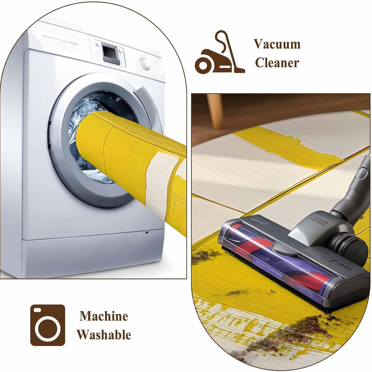 Abstract Art 5'x7' Area Rugs, Modernism Yellow Color Block Washable Area Rugs Non-Slip Indoor Floor Mats Carpet for Living Room Bedroom Dining Room