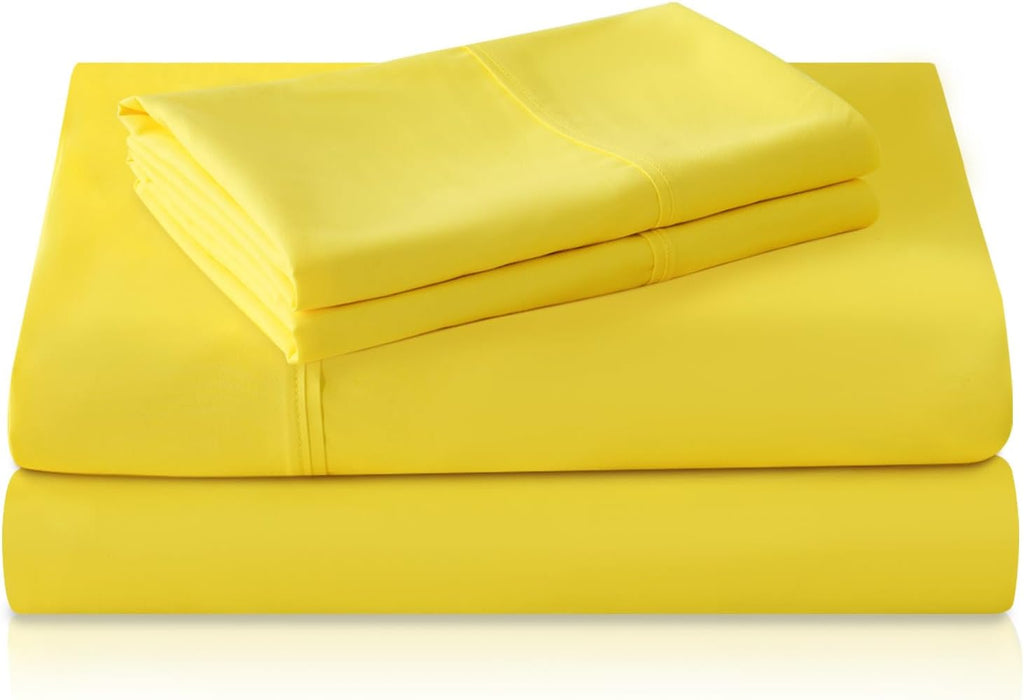 MICORAL Full Bed Sheets Set, Soft Breathable Bedding Sheet Set, Sheets Set with 16" Deep Pocket Design (4 Pieces, Full, Yellow)