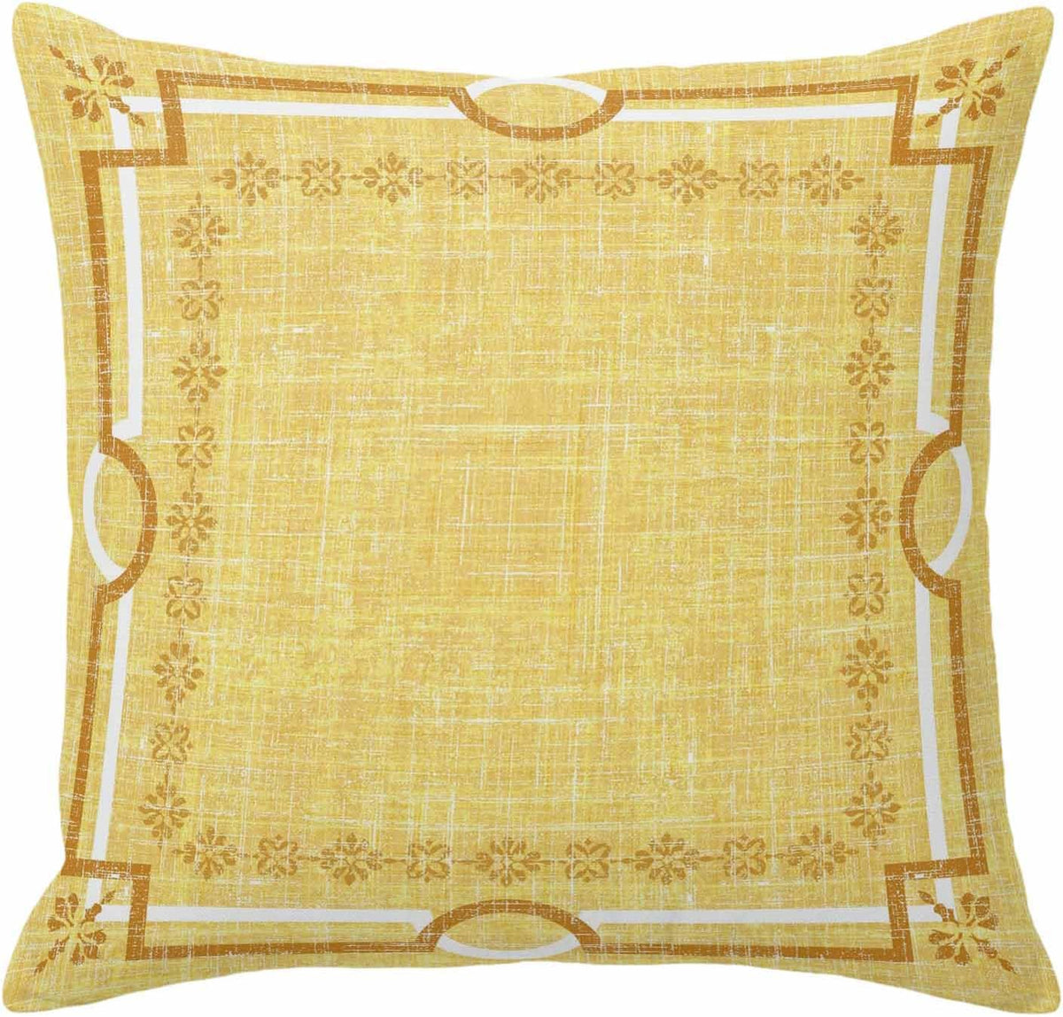 Lemon Yellow Botanical Pillow Covers 16x16 Inch Decorative Throw Pillow Cover, Vintage Florals Geometric Minimalist Sofa Pillowcases Accent Cushion Case Home Decor Bedroom Living Room