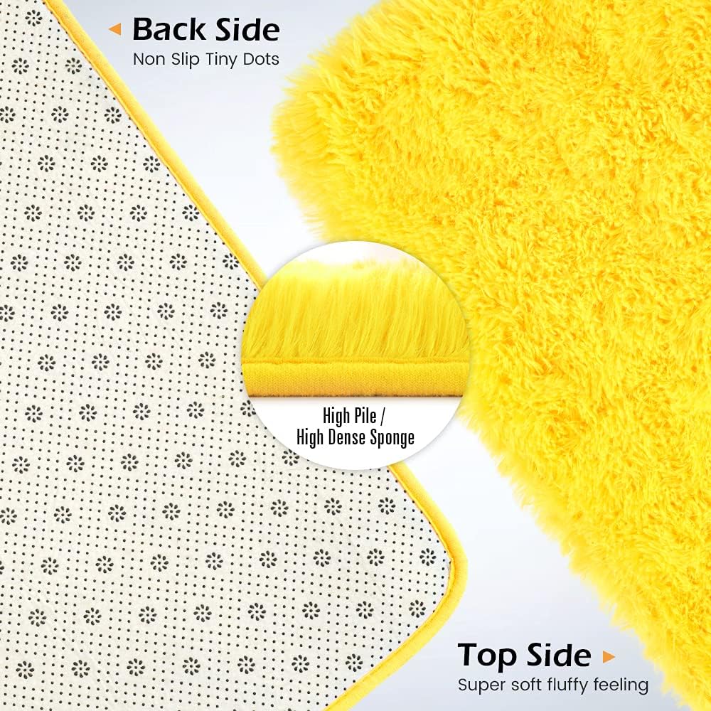 Amearea Premium Soft Fluffy Rug 4x5.3, Fuzzy Area Rugs for Bedroom, Yellow