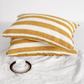 Striped Linen Pillow Cases Set of 2,20"x30" Standard/Queen Size,100% French Natural Flax Soft Linen Pillowcases,Yellow Stripe