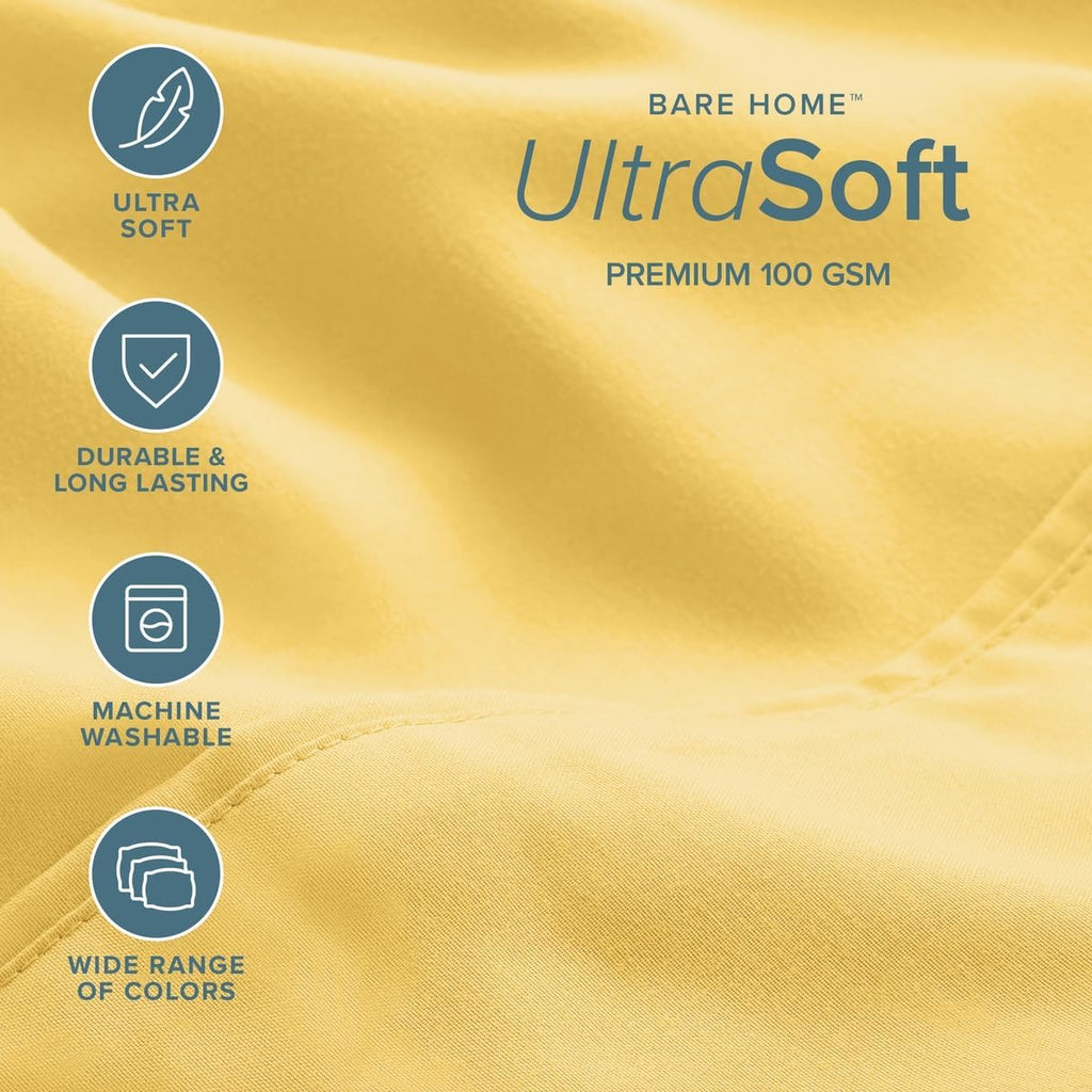 Sheet Set 1800 Ultra-Soft with 2 Pillowcases (Twin XL, Lemon Drop)