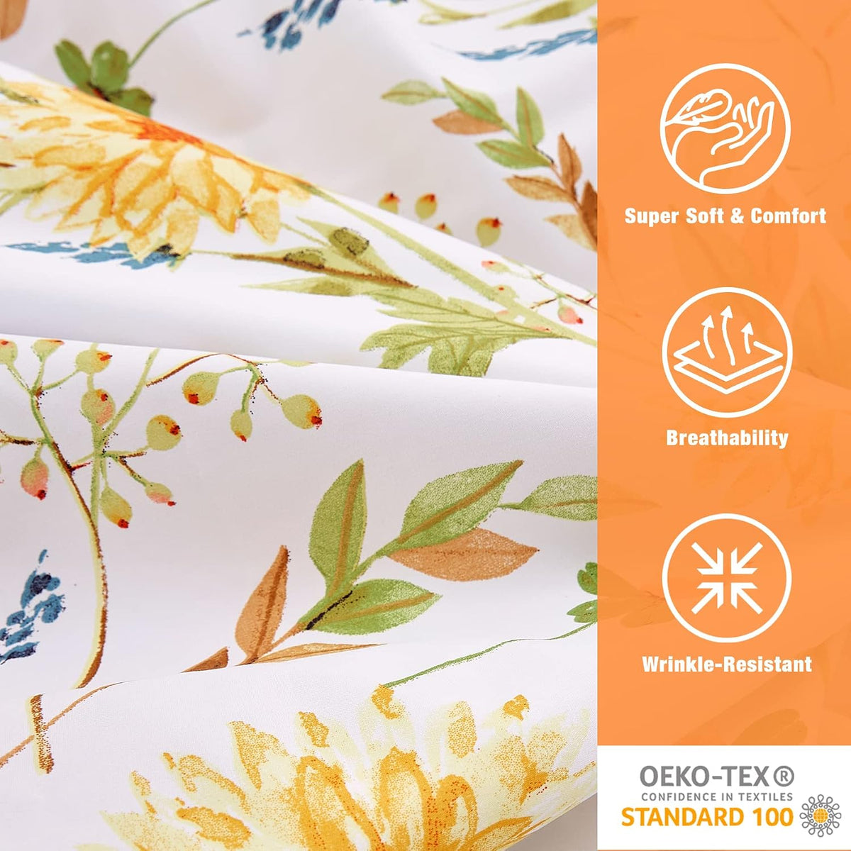 Boho Floral Printed Queen Sheet Set Extra Deep Pocket
