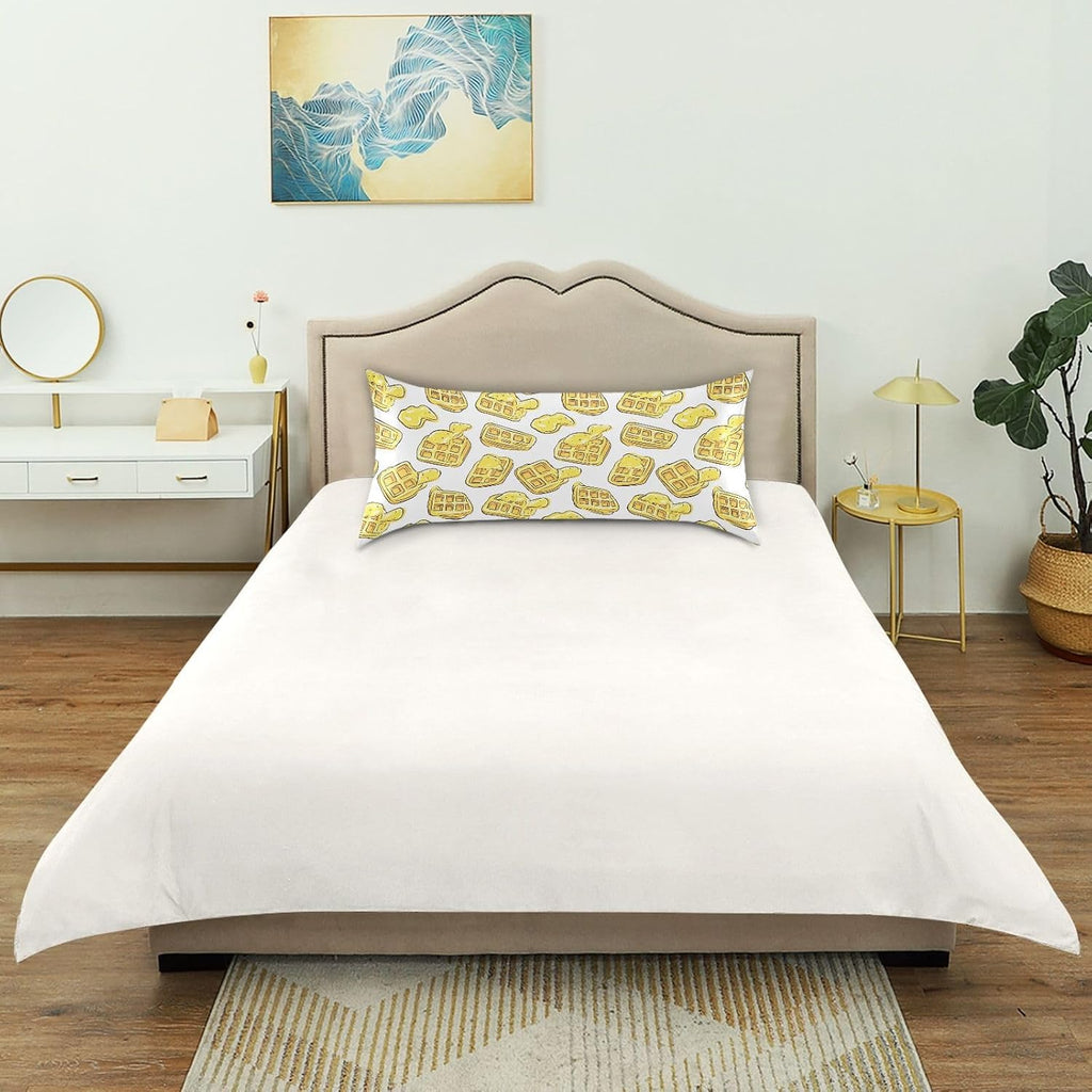 Lemon Yellow Ice Cream Waffle Satin Pillowcase Standard Size 20x26in – Soft Silky Pillow Cover for Hair and Skin, No Zipper Envelope Closure, Single Pack for Bed Couch Bedroom